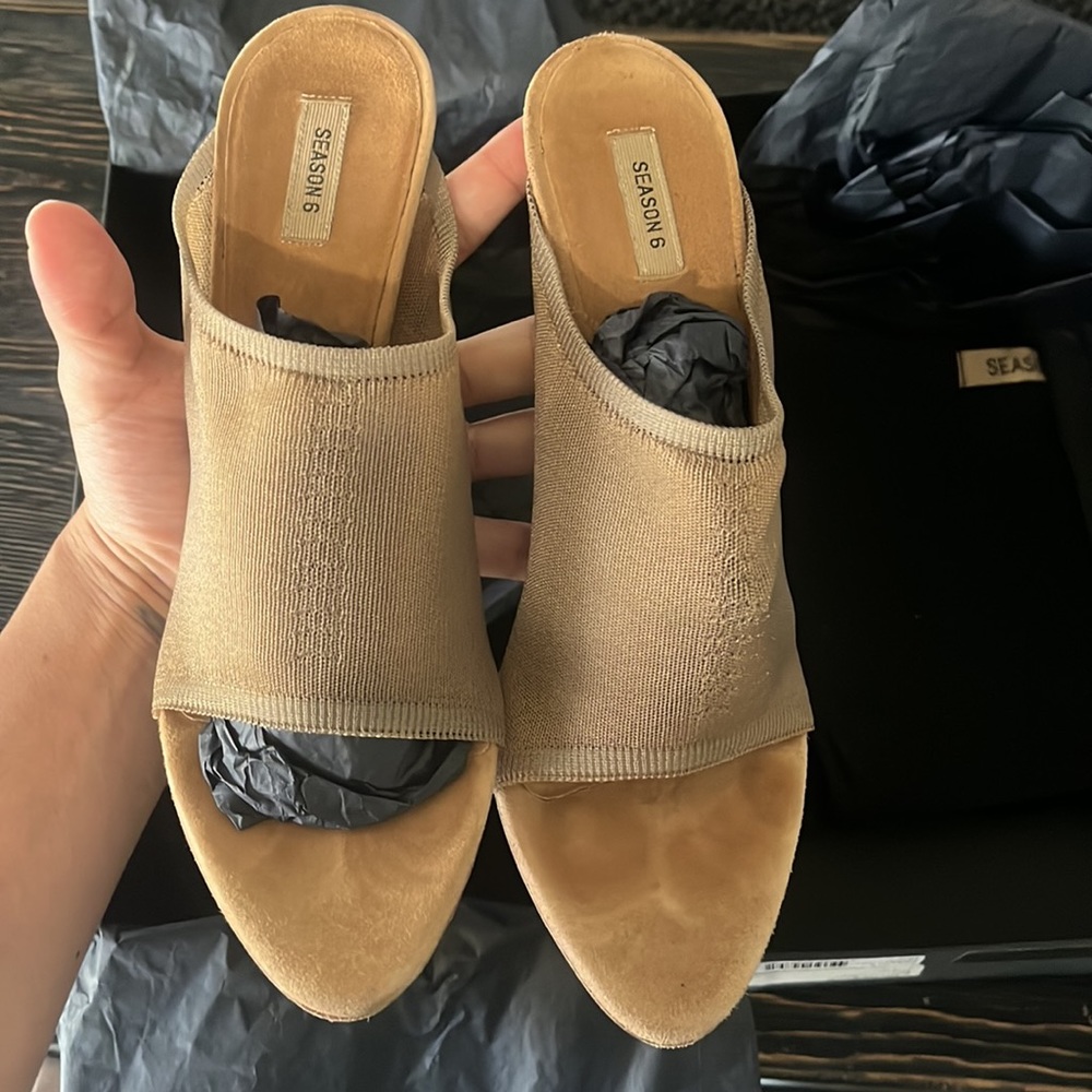 Yeezy Season 6 Knit Transparent Mule Heel Taupe Size 38.5/7.5 women’s